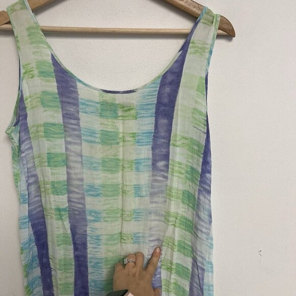 Jams World Blue Check Maxi Midi Summer Dress Womens Multicolor Sz S - Picture 11 of 12